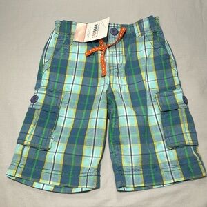 Waitrose Mini NWT Plaid Cargo Shorts with Orange Accents
